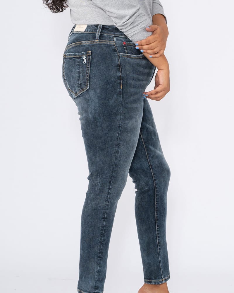 Side of a model wearing a size 16 High Rise Ankle Skinny - Emory in EMORY by Slink Jeans. | dia_product_style_image_id:309440